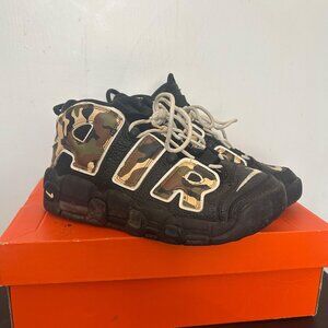 Nike Air More Uptempo 96 Sneakers Black Camo Size 6.5Y